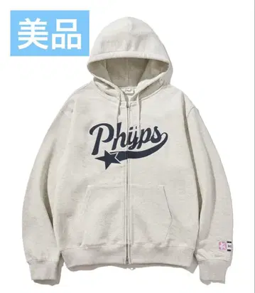 PHYPS 후드티 집업 오트밀 화이트 로고 musinsa