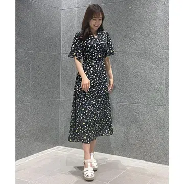 31 sons de mode 후르츠 패턴 플레어 슬리브 원피스