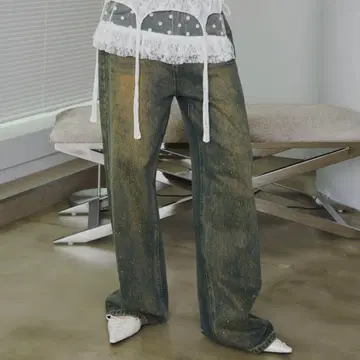 [ SHAGGIE ] 오로라 스톤 빈티지 루즈 데님 팬츠
