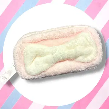 미사용 리즈리사 리본 파우치 핑크 x 화이트 펜 파우치 퍼 걸리시