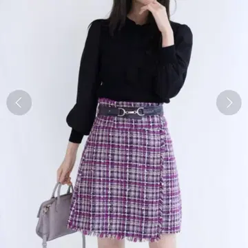 벨트 포함 팬시 트위드 미니 스커트
