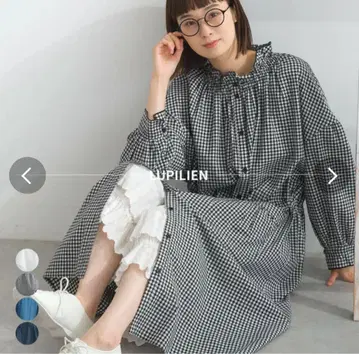 lupilien 루피리안 깅엄 체크 프릴 칼라 원피스