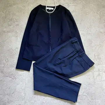 내추럴 뷰티 베이직 PLST 노카라 자켓 셋업