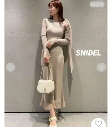 SNIDEL 숄더 리본 아지메 니트 원피스 핑크 계열