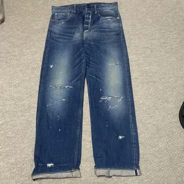 타블로이드 뉴스 데님 팬츠 청바지