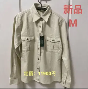 새상품 일본제 AT-EASE 셔츠 크림색 코튼 100 두꺼운 원단 M