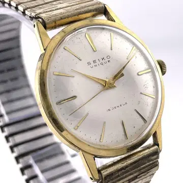 [ 작동 ] SEIKO UNIQUE 15석 수동 와인딩 시계 골드 빈티지