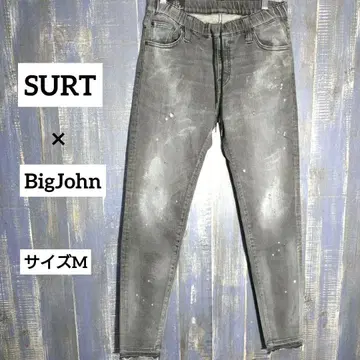 SURT x BigJohn 데님 데미지 가공 블리치 그레이 사이즈 M