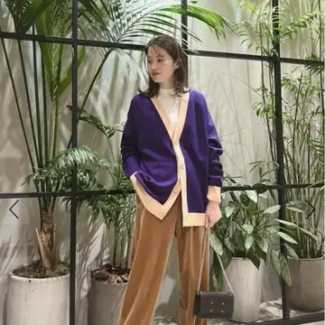 [ 완판 색상 ] CABaN 코튼 캐시미어 바이컬러 V넥 가디건