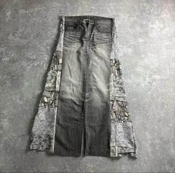 리메이크 팬츠 재구축 플레어 패치워크 와이드 부츠컷 데님