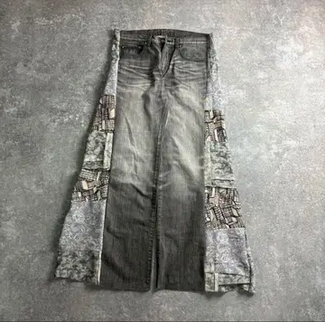 리메이크 팬츠 재구축 플레어 패치워크 와이드 부츠컷 데님