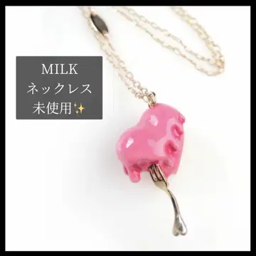 [ 새상품급 ] MILK 하트 퐁듀 목걸이 핑크