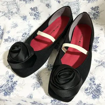 다이애나 Diana 장미 코사지 니트 발레 슈즈 펌프스 22cm
