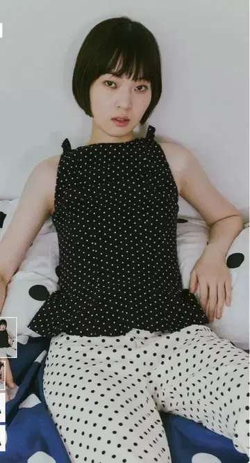 ZARA 도트 무늬 페플럼 리본 상의