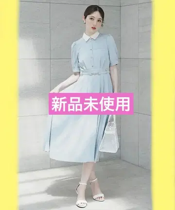 SWINGLE 스윙클 버클 벨트 포함 썸머 바이컬러 셔츠 원피스