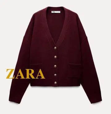 zara 니트 가디건 보르도