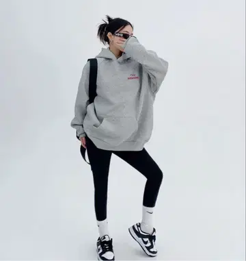 Back Logo 빅 후드티 그레이