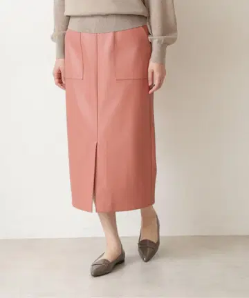 NATURAL BEAUTY BASIC 인조 가죽 스커트 핑크 탁한