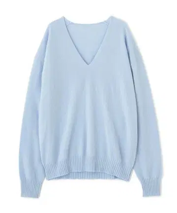 택 포함 미사용 새상품 에트레토쿄 V넥 캐시미어 니트 풀오버 블루