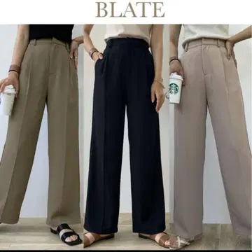 blate 센터 프레스 턱 와이드 팬츠