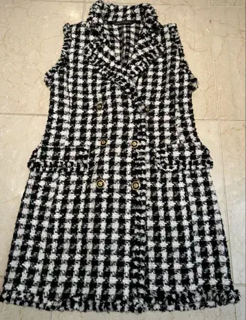 [ 새상품급 ] ZARA 자라 트위드 하운드투스 베스트 롱 베스트