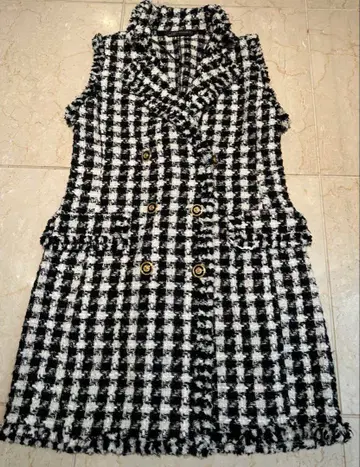 [ 새상품급 ] ZARA 자라 트위드 하운드투스 베스트 롱 베스트