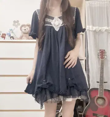 가을 상품 모리걸 그런지 프릴 레이스 개더 튤 튜닉