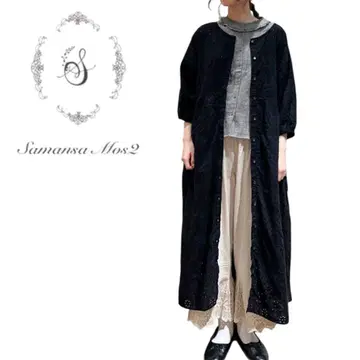 사만사 모스모스 전후 착용 컷워크 원피스 롱 기장 셔츠 원피스 블랙