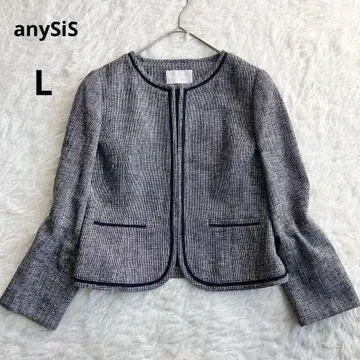 anySiS 노카라 트위드 자켓 졸업식 입학식 포멀 다크 네이비