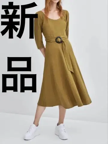 미사용 새상품 ZARA 자라 원피스 린넨 머스타드 벨트 포함