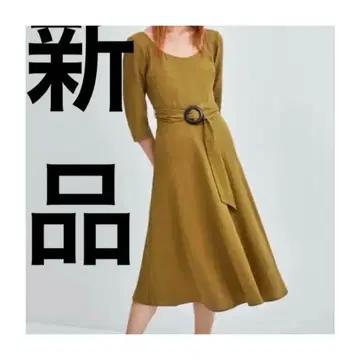 미사용 새상품 ZARA 자라 원피스 린넨 머스타드 벨트 포함