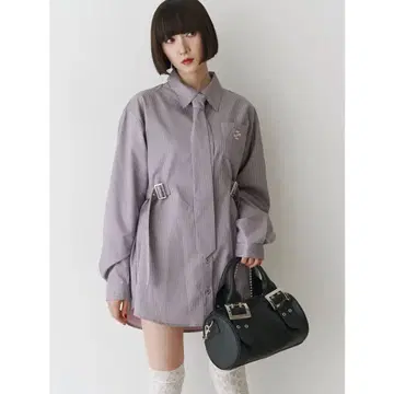 쥬에티 롱 슬리브 넥타이 튜닉 셔츠
