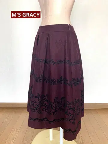 M'S GRACY 모 60% 보르도 꽃무늬 스커트 40
