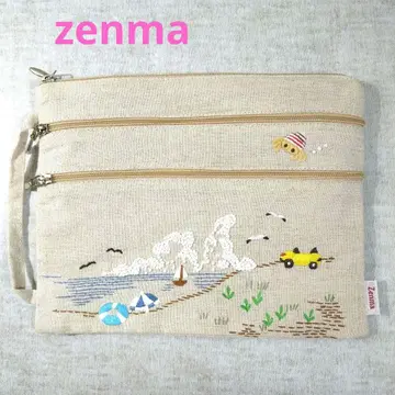 Zenma 자수 지퍼 파우치
