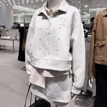 H&M 엠벨리쉬드 스쿠버 라거 셔츠 스커트 셋업