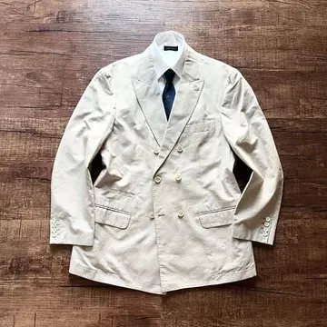 [ 새상품급 ] 브루넬로쿠치넬리 베이지 체크 코튼 더블 자켓 56