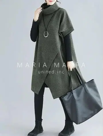 MARIA MARFA 마리아 마리아 터틀 원피스 튜닉 카키