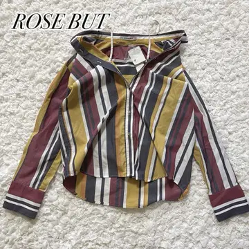 새상품 ROSE BUD 로즈버드 오프숄더 스트라이프 셔츠 골드 버튼