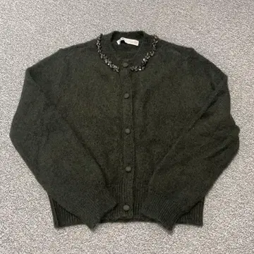 ZARA 가디건 짙은 녹색 비쥬