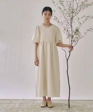 moi tytto 하이웨스트 절개 퍼프 원피스