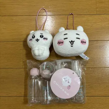 치이카와 (먼작귀) 봉제 인형 스트랩과 보틀 세트