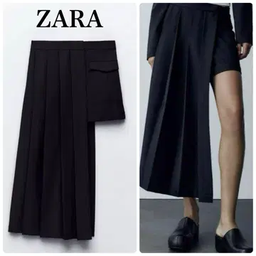 새상품급 자라 ZARA 비대칭 박스 플리츠 스커트 M