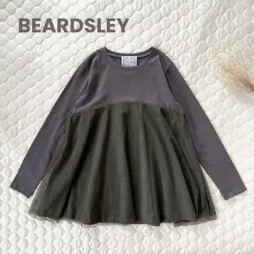[컨디션 최상] BEARDSLEY 튤 절개 티셔츠 튜닉 카키