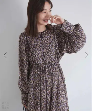꽃무늬 자카드 돌먼 원피스 블랙 베이스 보라색 오렌지