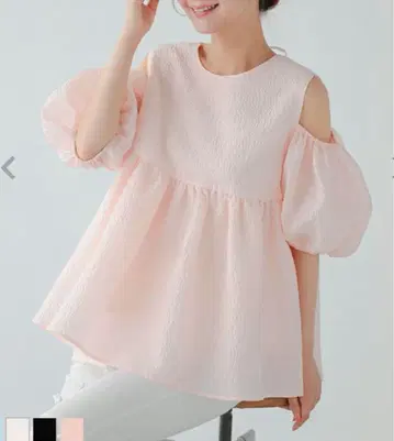 fitmore 오픈 숄더 자카드 상의
