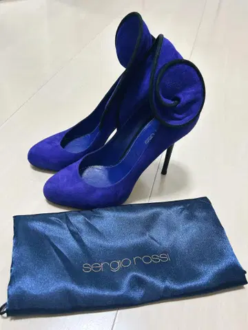새상품급 sergio rossi 블루 프릴 펌프스 하이힐 37