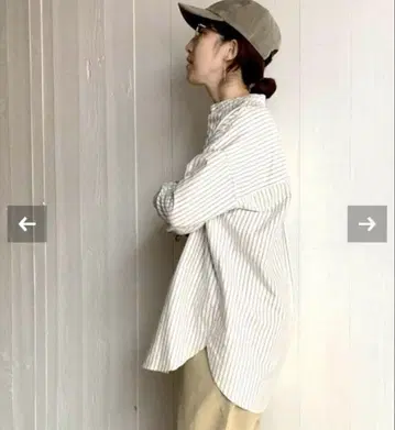 journal standard luxe OX 스트라이프 스탠드 카라 셔츠