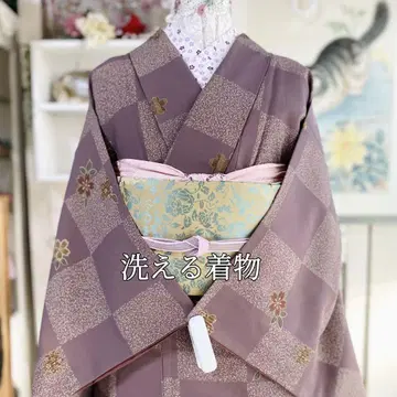 [ 새상품급 워셔블 기모노 격자무늬 ]