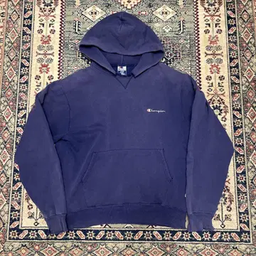 90s 레어 네이비 Champion 페이드 리버스 위브 후드티
