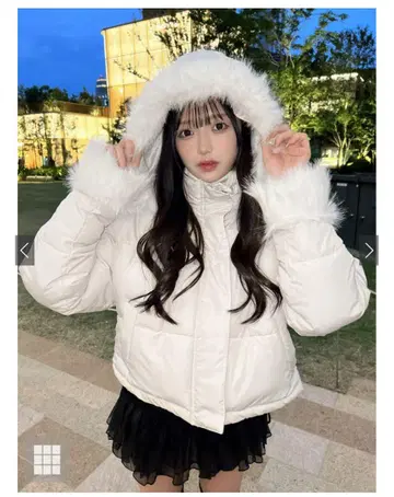 GRL kd81 퍼 달린 다운 자켓 화이트